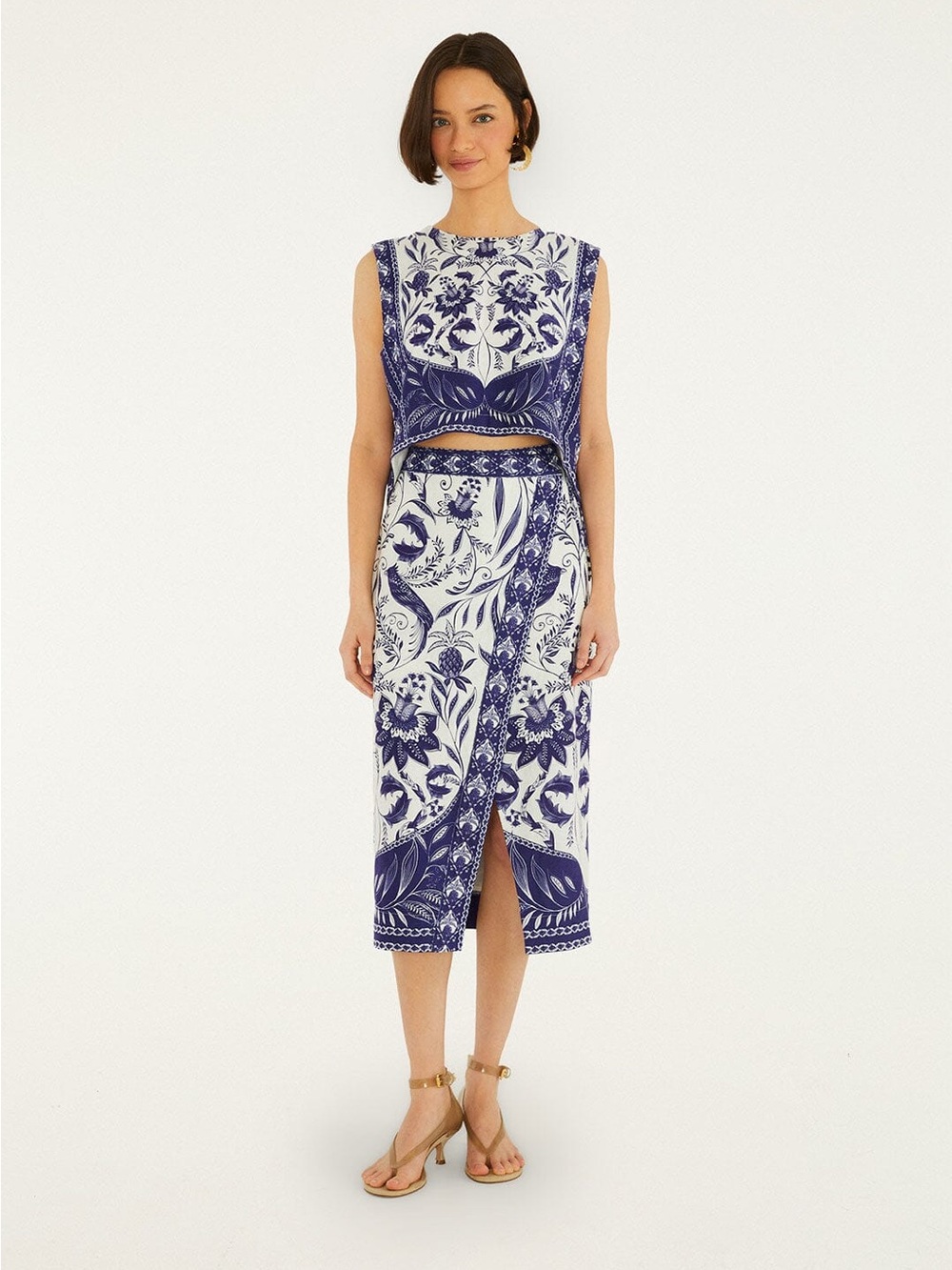 Farm Rio: Off-White Nina Wrap Midi Skirt